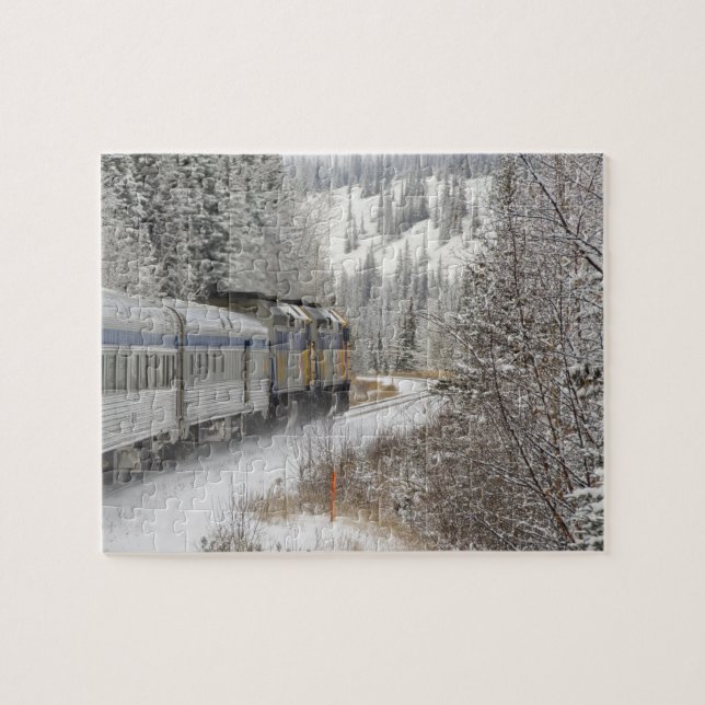 Puzzle Canadá, Alberta. Tren de nieve del tren VIA entre (Horizontal)