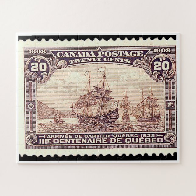 Puzzle "Canada Cartier 1908, edición 20c Stamp" (Horizontal)
