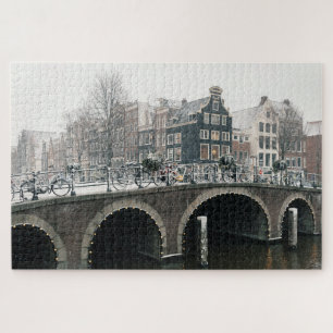 Puzzle Canal de Ámsterdam en invierno