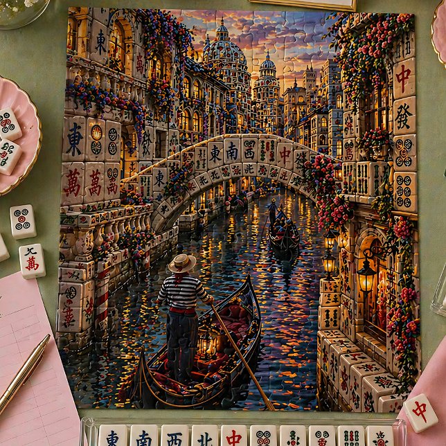 Puzzle Canal de baldosas de Mahjong de Venecia Romántico  (Subido por el creador)