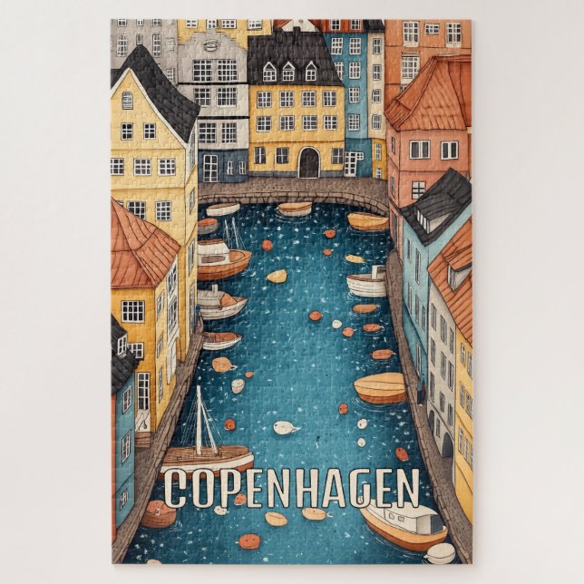 Puzzle Canales de agua de Copenhague Dinamarca (Vertical)