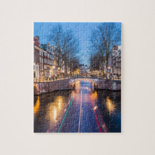 Puzzle Canales de Amsterdam en la noche