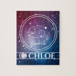 Puzzle CÁNCER Zodiac Rótulo Purple Night Sky Stars Nombre