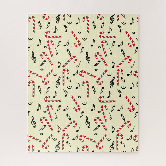 Puzzle Candy Cane Music Notes (Vertical)