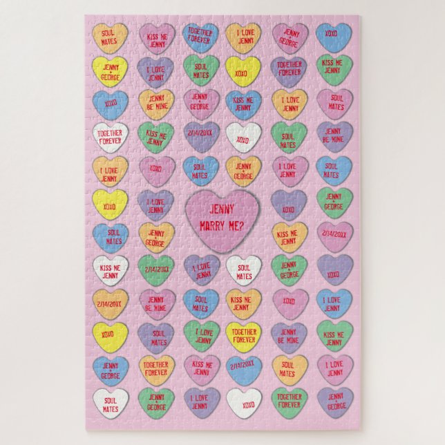 Puzzle Candy Hearts Mensajes Personalizados Valentine (Vertical)