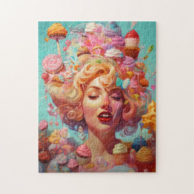 Puzzle Candy Ice Cream Chica Surreal Fantasía arte (Vertical)