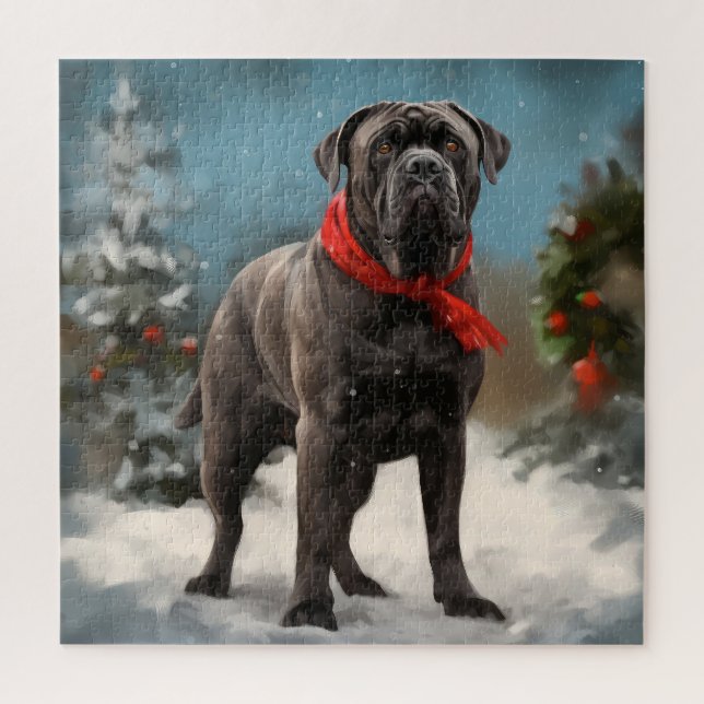 Puzzle Cane Corso Dog en Navidades de nieve (Vertical)