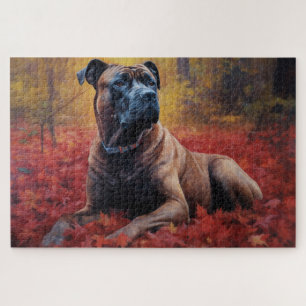 Puzzle Cane Corso en otoño inspira la caída de hojas