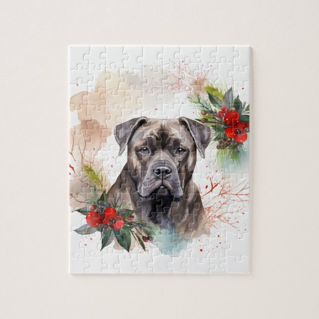 Puzzle Cane Corso Navidades Wreath Festimes Pup (Vertical)