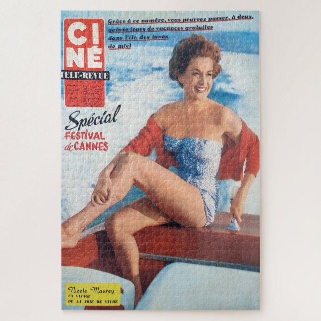 Puzzle Canes Beach Babe, estilo años 60. (Vertical)