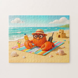 Puzzle Cangrejo Espía Relajándose en la Playa con Equipo 