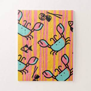 Puzzle Cangrejos de mariscos para niños rosa amarillo col
