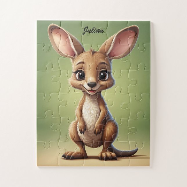 Puzzle Canguro de bebé adorable personalizado (Vertical)