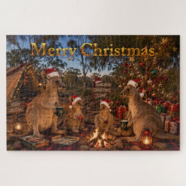 Puzzle Canguro de Navidad Campamento (Horizontal)