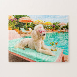 Puzzle Caniche en tumbona