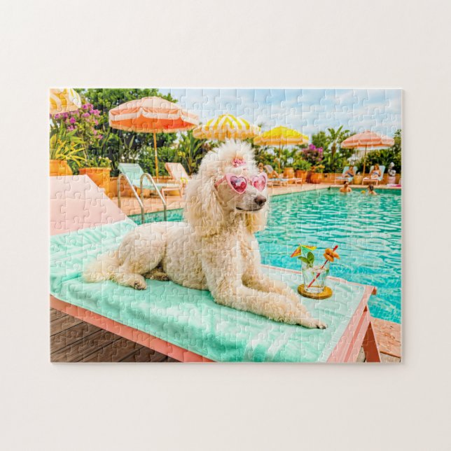 Puzzle Caniche en tumbona (Horizontal)