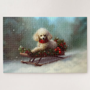 Puzzle Caniche Navidad nieve invierno