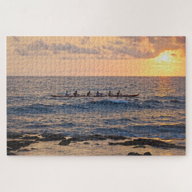 Puzzle Canoa de Ugatillo al atardecer en la isla grande d (Horizontal)