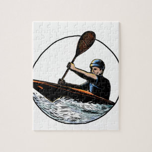 Puzzle Canoa Scratchboard del Paddler del kajak