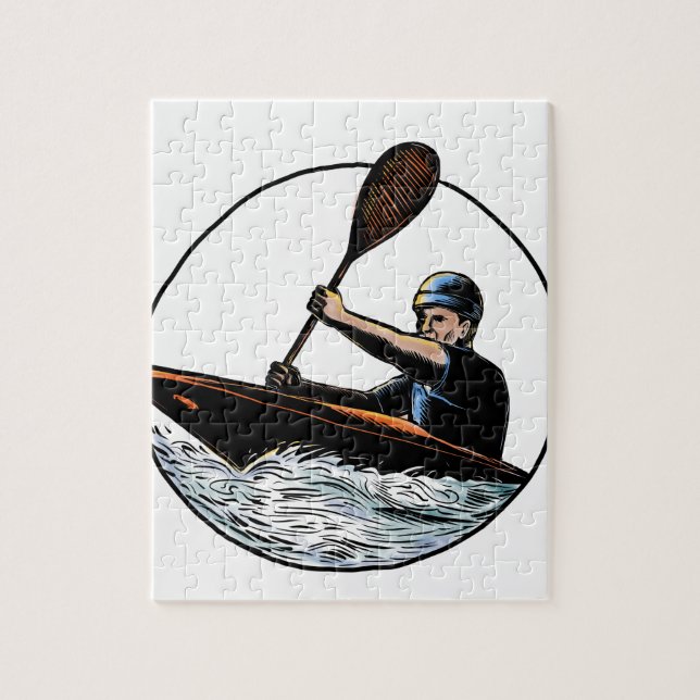 Puzzle Canoa Scratchboard del Paddler del kajak (Vertical)