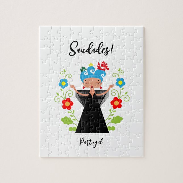 Puzzle Cantante de fado con barcos de caravanas portugues (Vertical)