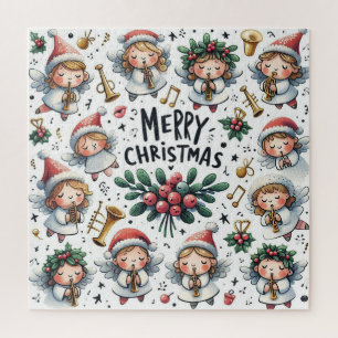 Puzzle Cantantes Angelicales de Navidad con Muérdago y tr