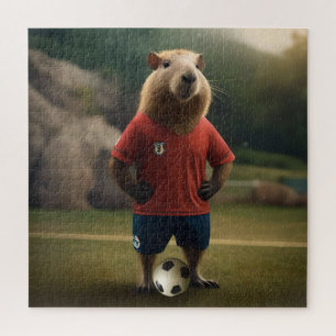 Puzzle "Capibara, goleador: ¡La estrella del fútbol más i