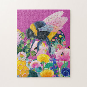 Puzzle Caprichosa Abeja Melífera Colorida Flor Silvestre