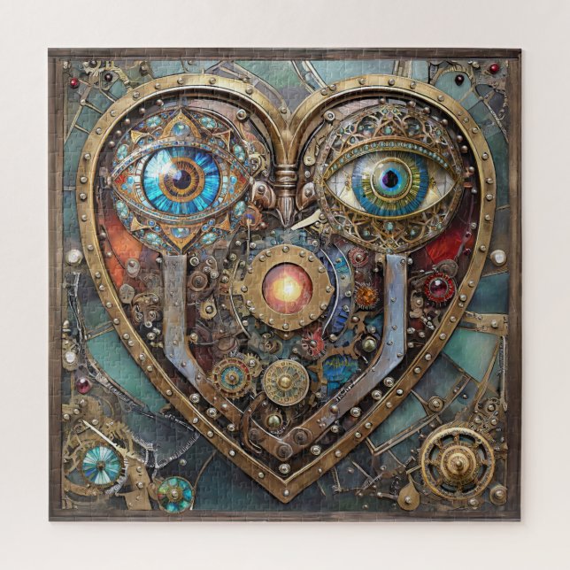Puzzle Caprichoso Corazón Steampunk Te Veo Te Amo (Vertical)