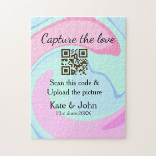 Puzzle Capturar el amor añadir QR scan mármol azul rosa