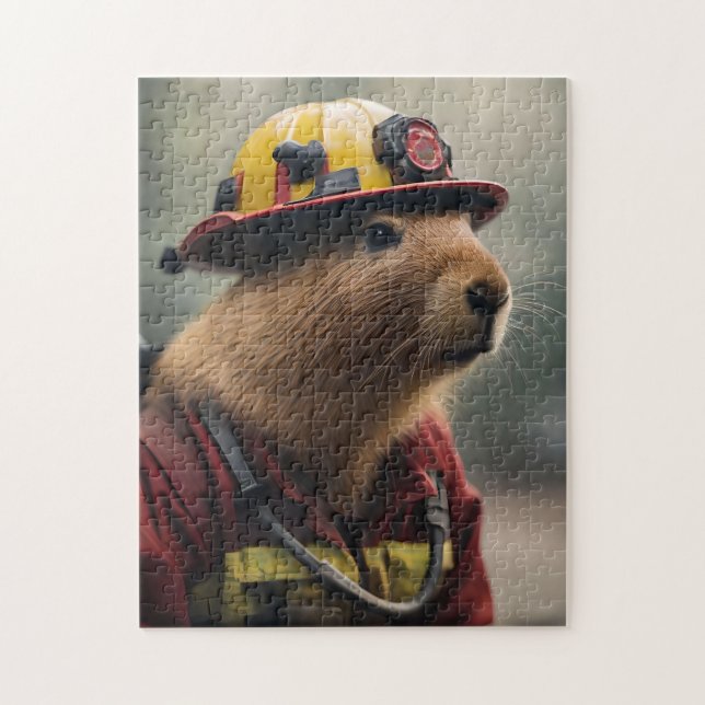 Puzzle "Capybara al rescate: Extraordinario bombero (Vertical)