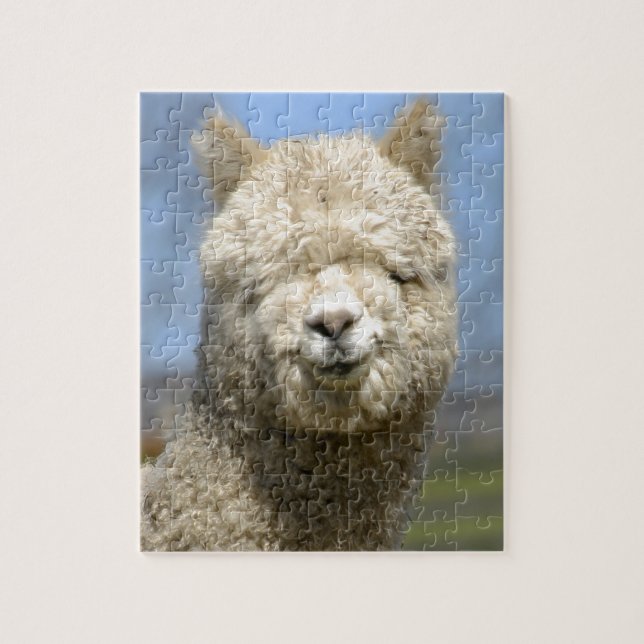 Puzzle Cara blanca borrosa de la alpaca (Vertical)