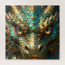 Puzzle Cara de Dragón Turquesa y Dorado