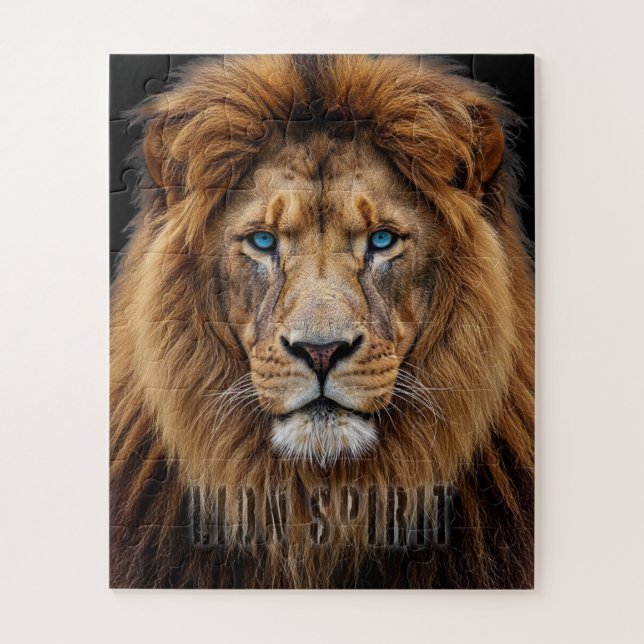 Puzzle Cara de León Majestuoso con Ojos Azules | Anima Fa (Vertical)