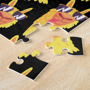 Puzzle Cara de Llama Divertida con Patrón de Gafas