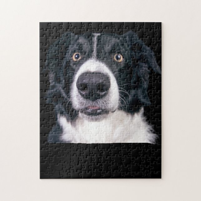 Puzzle Cara de Perro Negro y Blanco (Vertical)