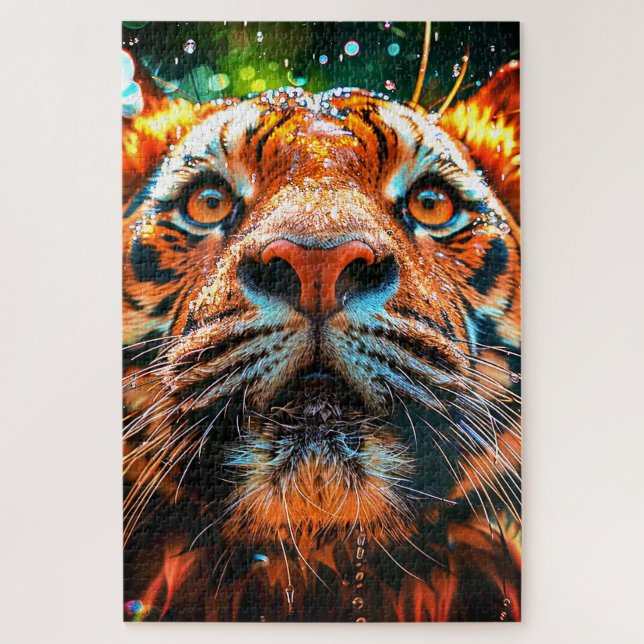 Puzzle Cara de Tigre Impactante Primer Plano (Vertical)