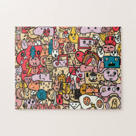 Puzzle Caracteres de caricatura Mano dibujada Toss Patter