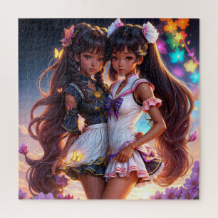 Puzzle Caracteres de Chica animado de piel oscura