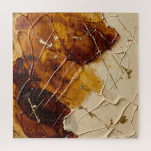 Puzzle Caramelo Ámbar Resina Hoja de Oro Abstracto 