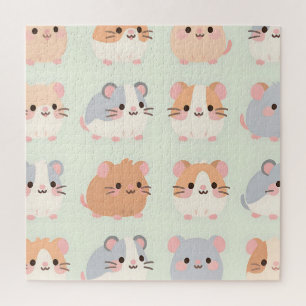 Puzzle Caras de hámster lindas patrón kawaii pastel