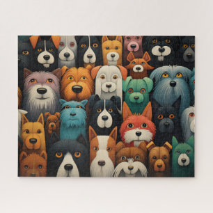 Puzzle Caras de perros coloridos