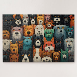 Puzzle Caras de perros coloridos