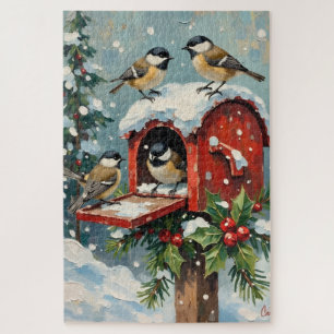 Puzzle Carboneros antiguos en un buzón de Navidad nevado