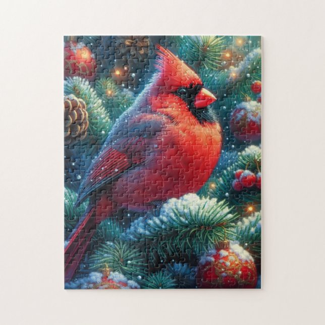 Puzzle Cardenal de Navidad/invierno (Vertical)