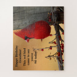 Puzzle Cardenal de pájaro rojo grandes piezas regalo abue
