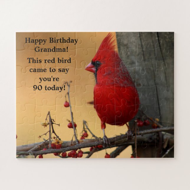 Puzzle Cardenal de pájaro rojo grandes piezas regalo abue (Horizontal)