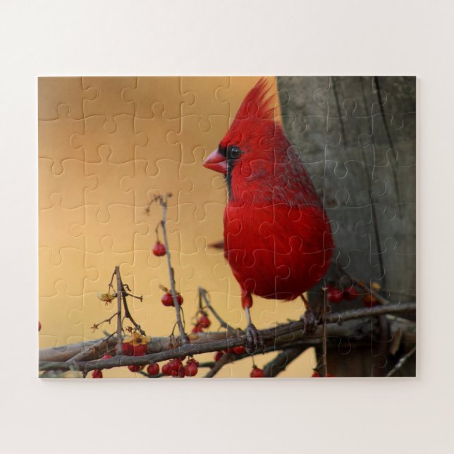 Puzzle Cardenal de pájaro rojo grandes piezas regalo abue (Horizontal)