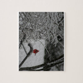 Puzzle Cardenal descansando en la nieve