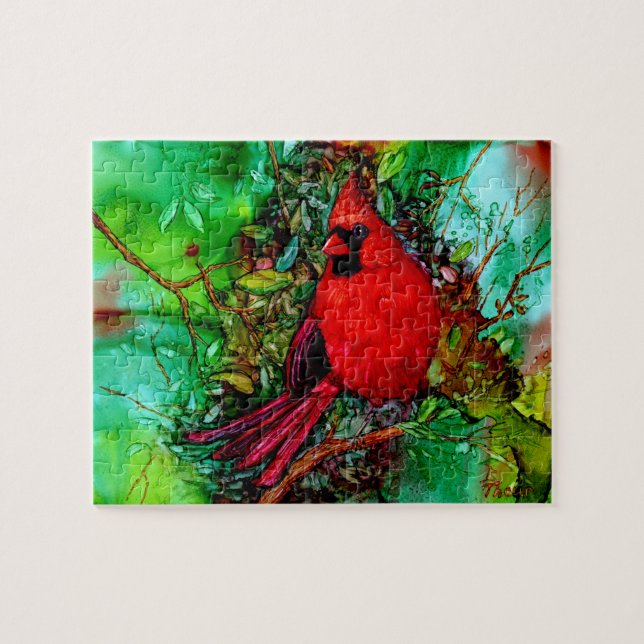 Puzzle Cardenal en el árbol (Horizontal)